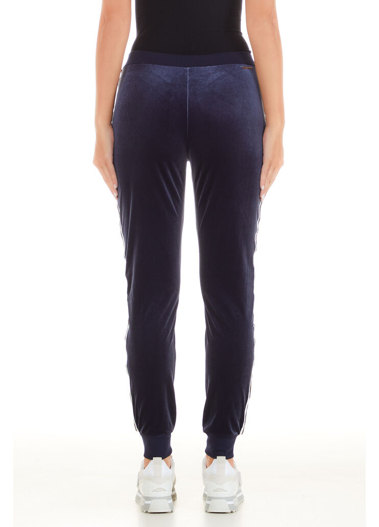 Pantalon en chenille avec clous bleu foncé Liu Jo - large image number 1 Pantalon en chenille avec clous bleu foncé Liu Jo - large image number 1