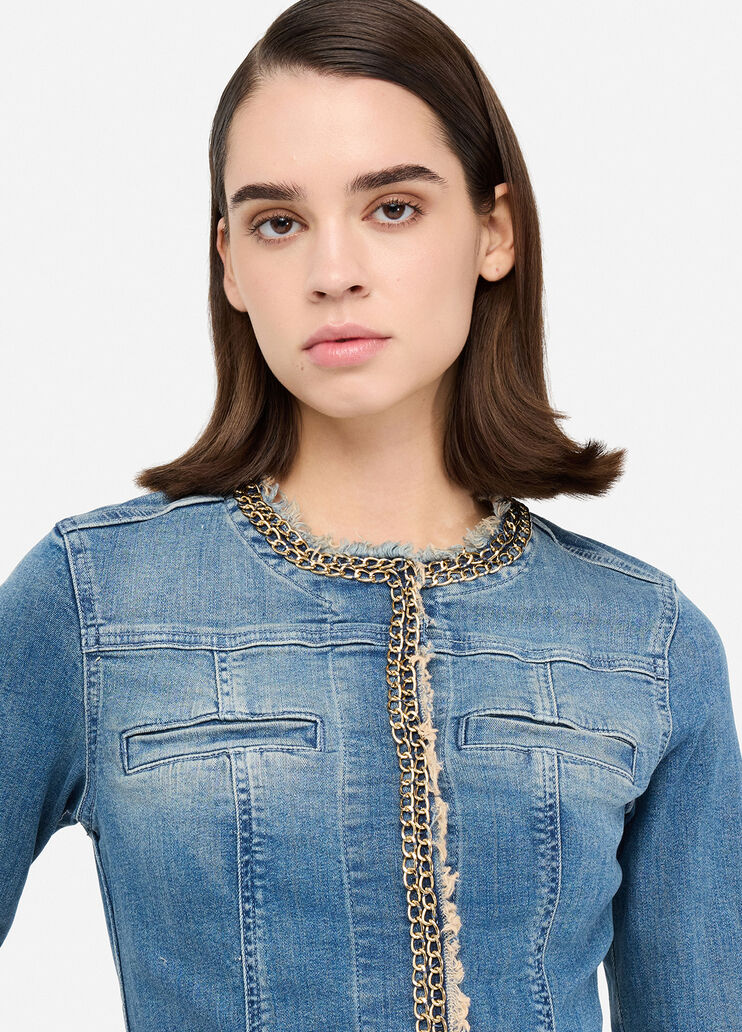 Denim jacket with jewel chains blue denim Liu Jo - medium Denim jacket with jewel chains blue denim Liu Jo - medium