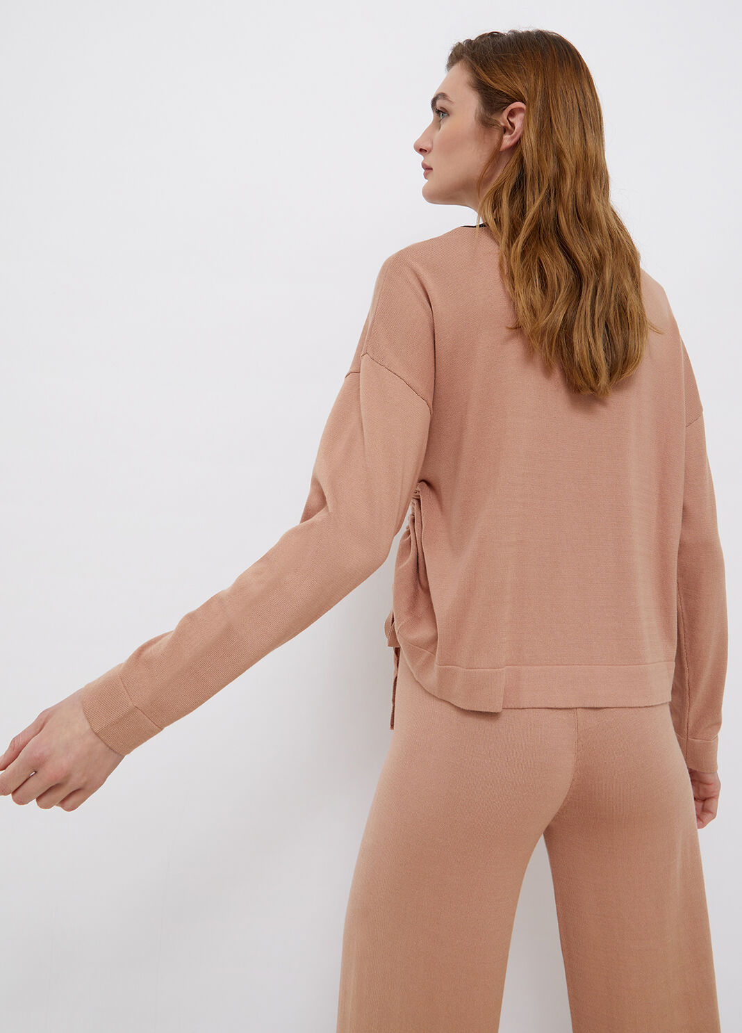 Pullover mit Tunnelzug Puderrosa/Schwarz Liu Jo - large image number 1