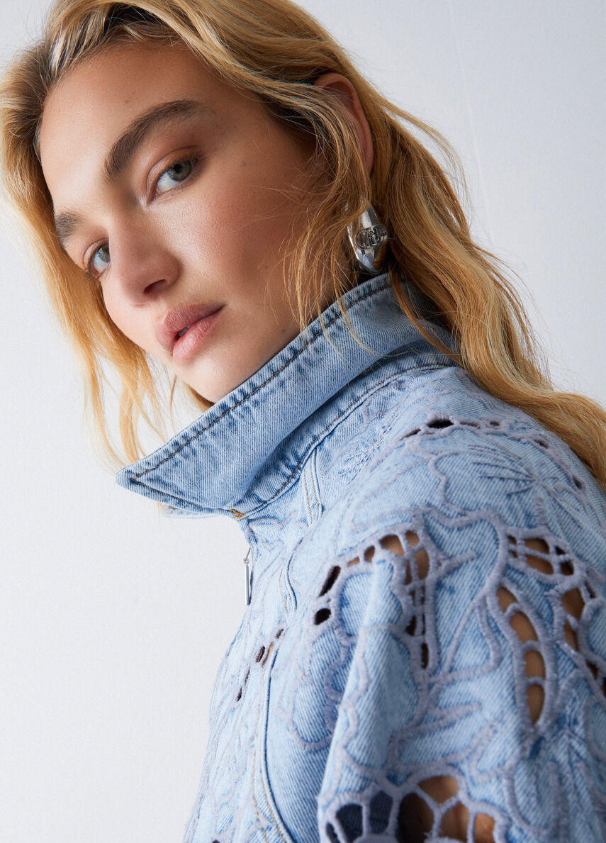 Jacket with openwork embroidery colour blue denim | Liu Jo