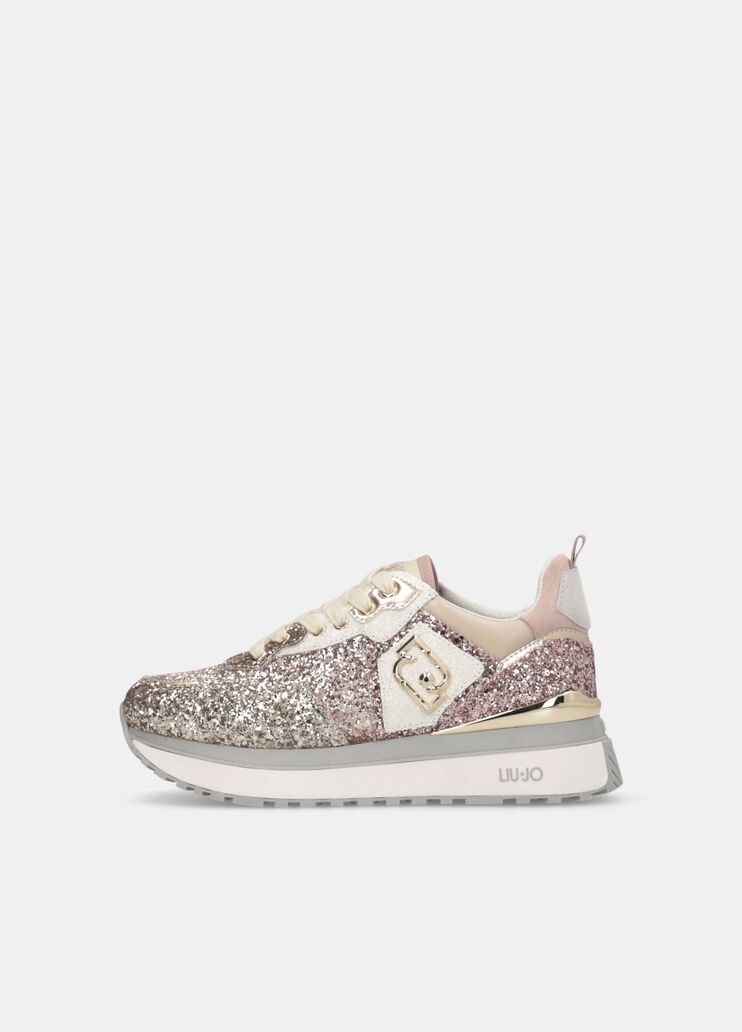 Platform sneakers with full glitter light gold Liu Jo - large image number 4 Platform sneakers with full glitter light gold Liu Jo - large image number 4