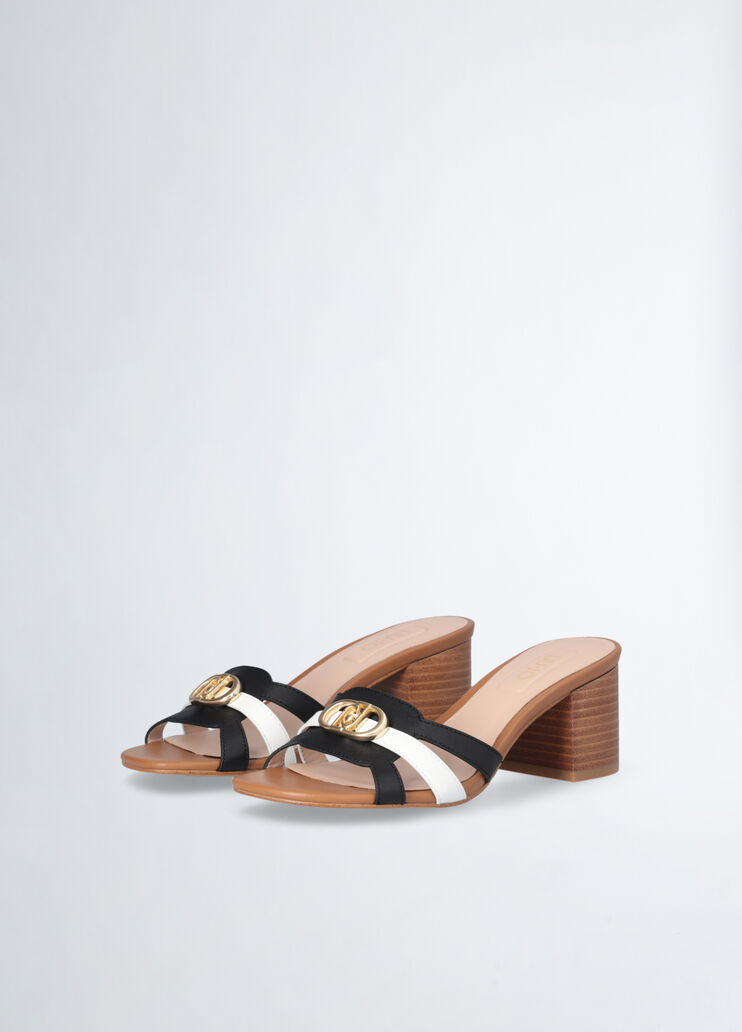 Leather sandals with wide heel brown Liu Jo - large image number 1 Leather sandals with wide heel brown Liu Jo - large image number 1
