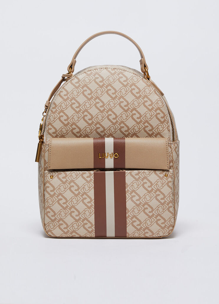 Monogram backpack with charm beige Liu Jo - medium Monogram backpack with charm beige Liu Jo - medium