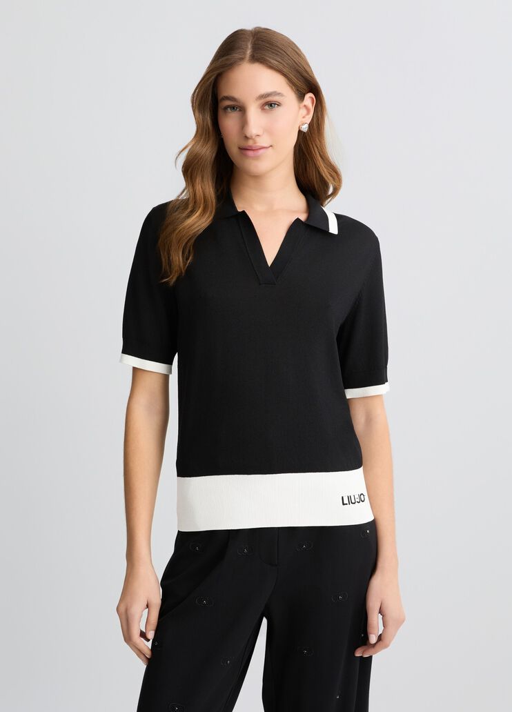Black and white ribbed jumper black and white Liu Jo - large image number 0 Black and white ribbed jumper black and white Liu Jo - large image number 0