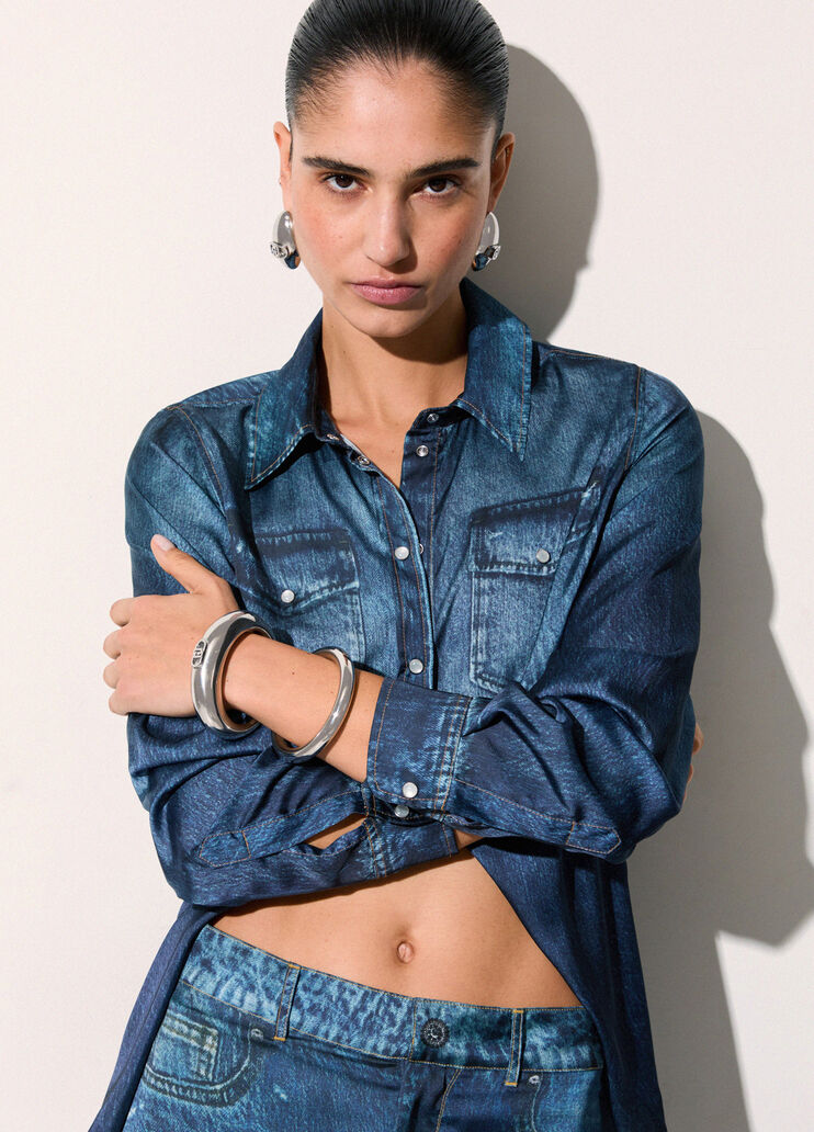 Camisa con estampado digital denim azul Liu Jo - medium