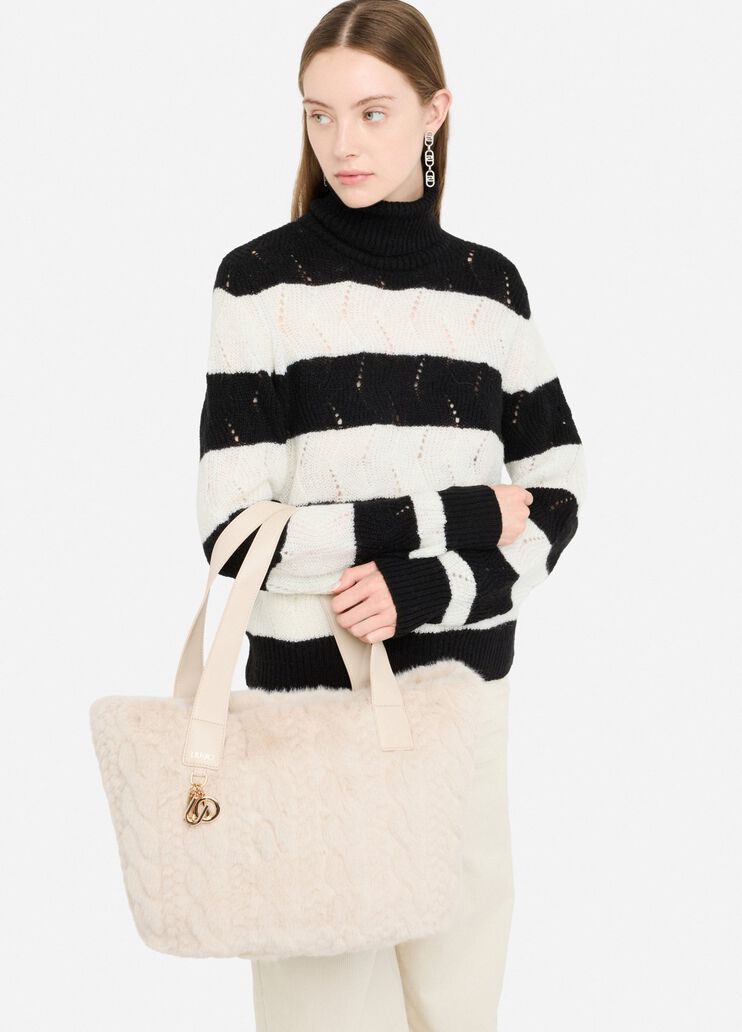 Large faux fur hobo bag beige Liu Jo - medium Large faux fur hobo bag beige Liu Jo - medium