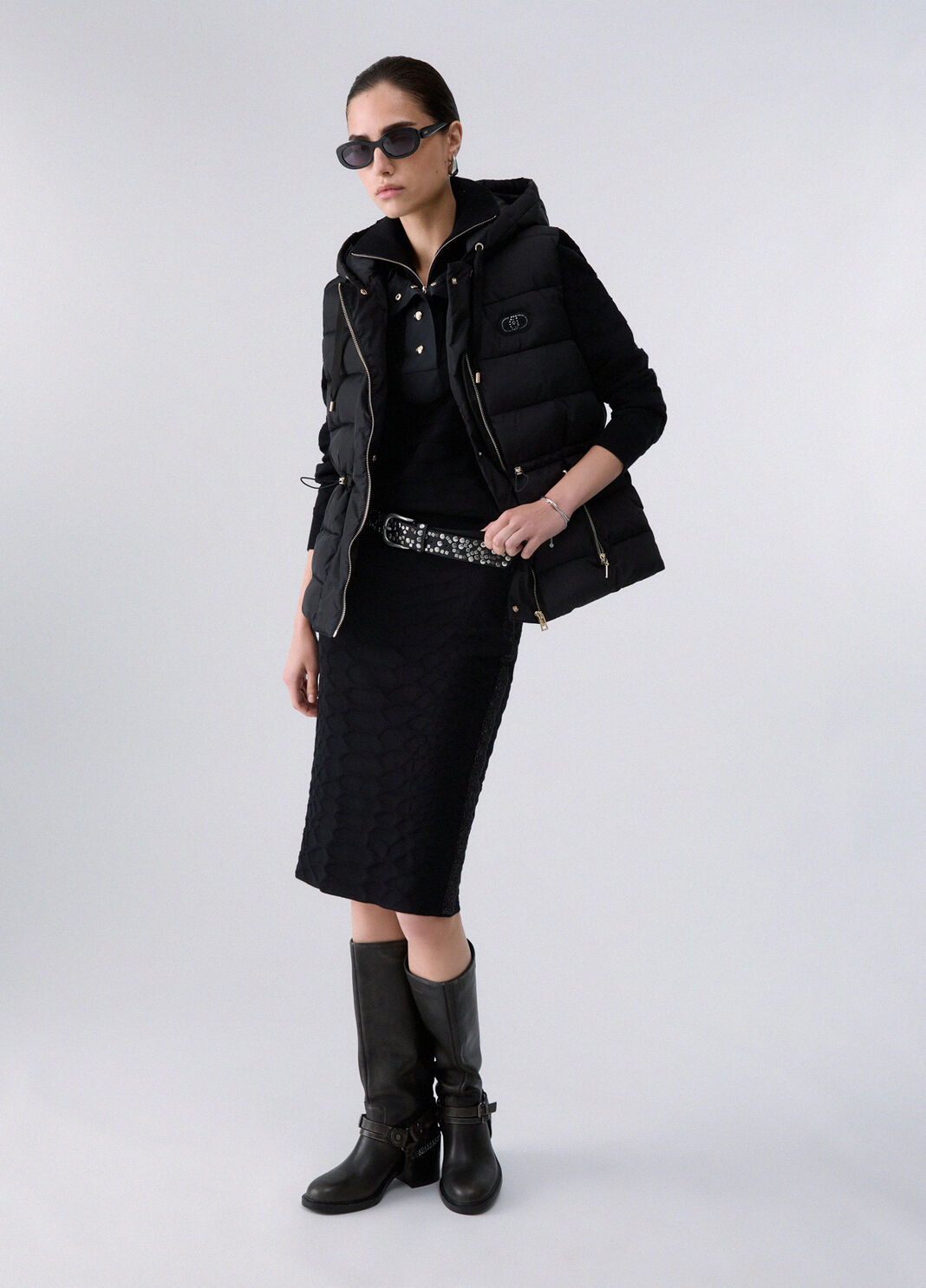 Kurze wattierte Nylonjacke schwarz Liu Jo - large image number 5