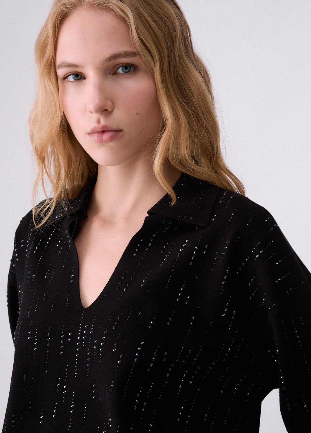 Sweater with jewel embroidery black/gemstones Liu Jo - large image number 4