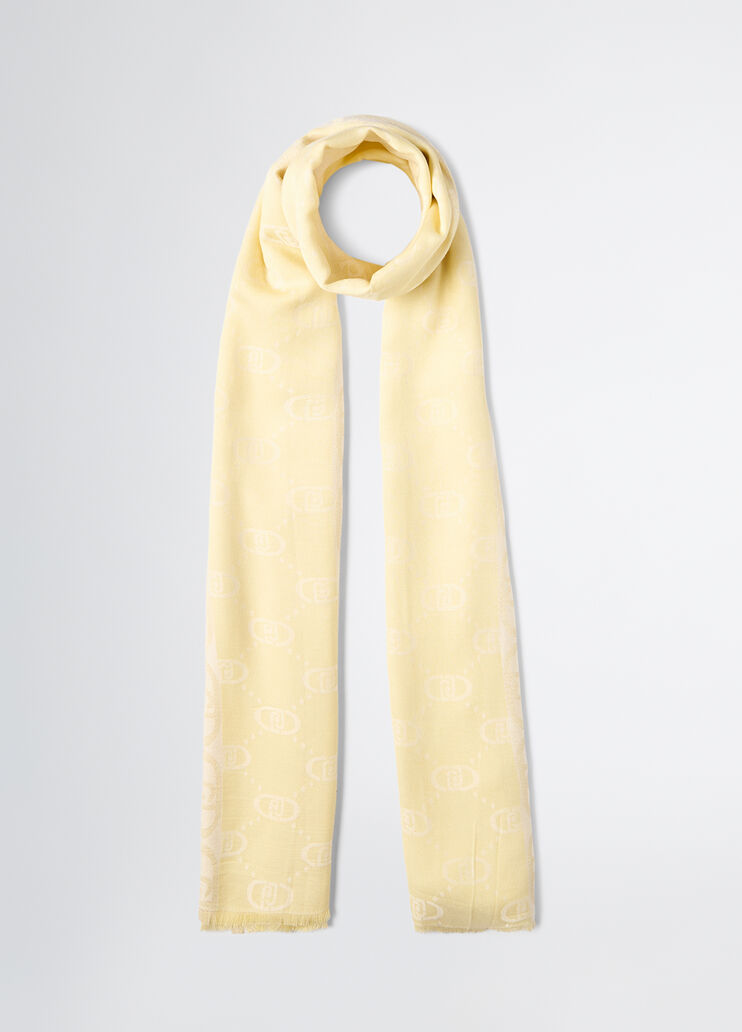 Jacquard-Stola mit Logo gelb Liu Jo - medium