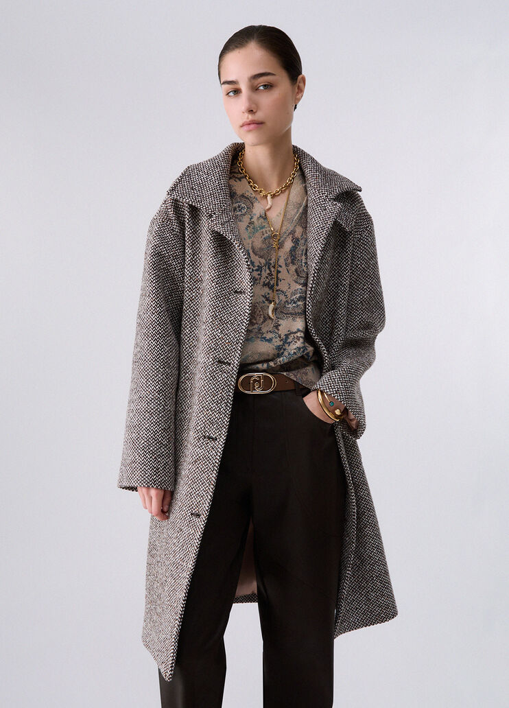 Wool Coat with Belt mocha Liu Jo - medium