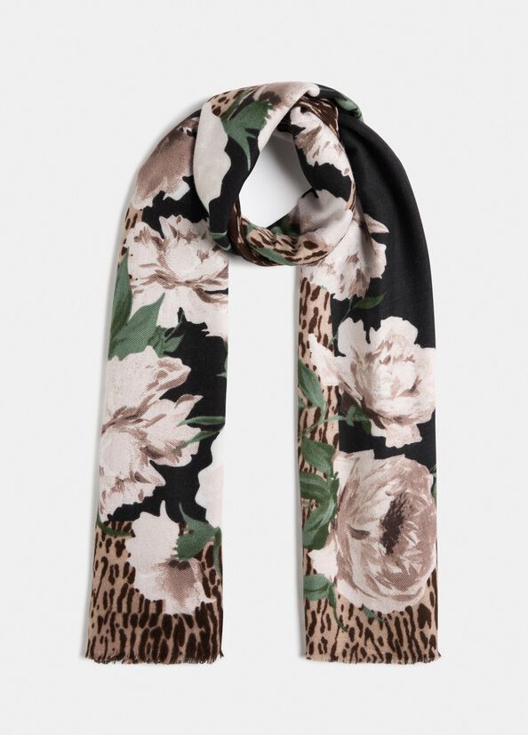 Floral animal print stole black Liu Jo - large image number 1