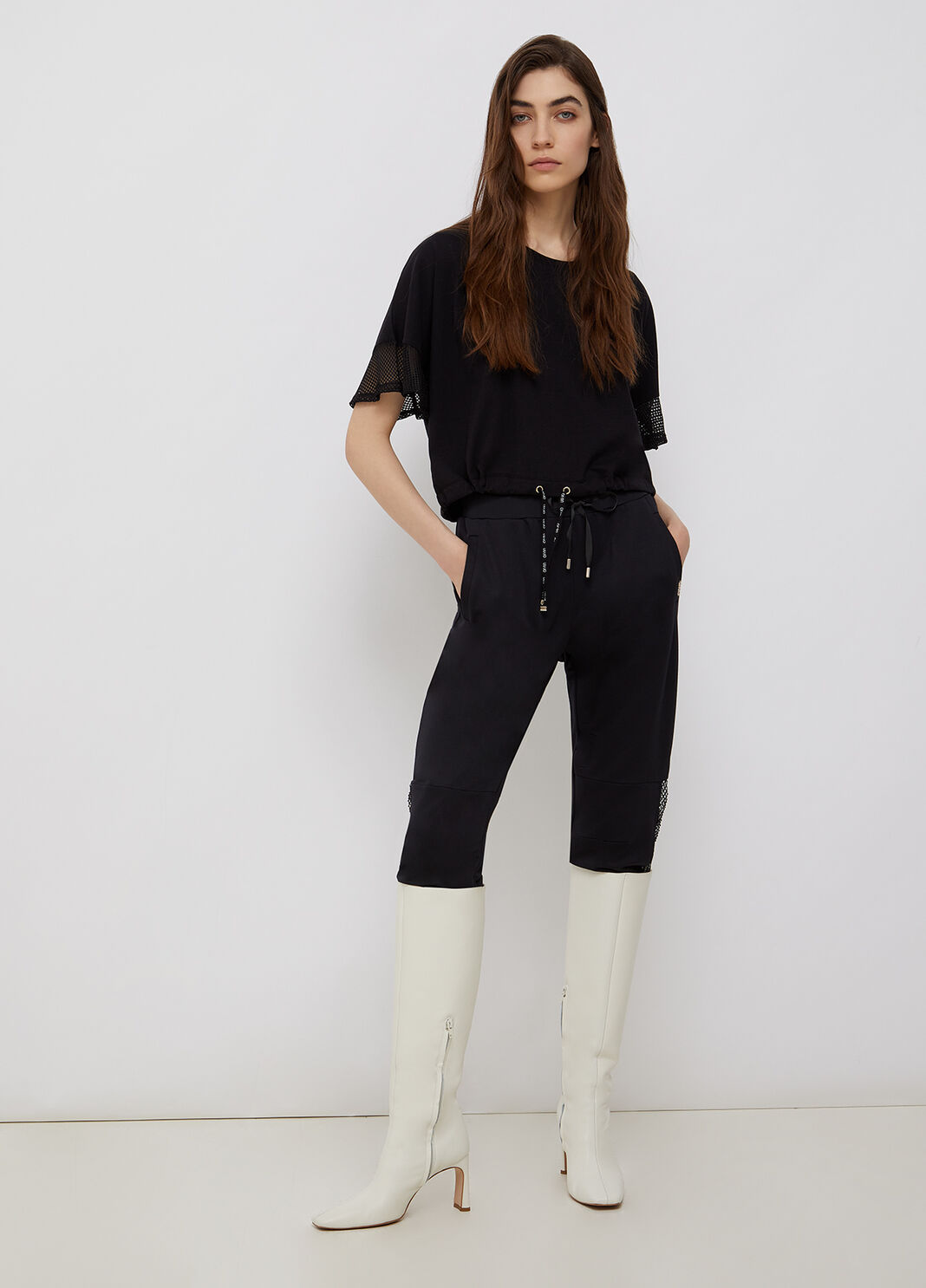 T-Shirt mit Mesh-Eins&auml;tzen Schwarz Liu Jo - large image number 3