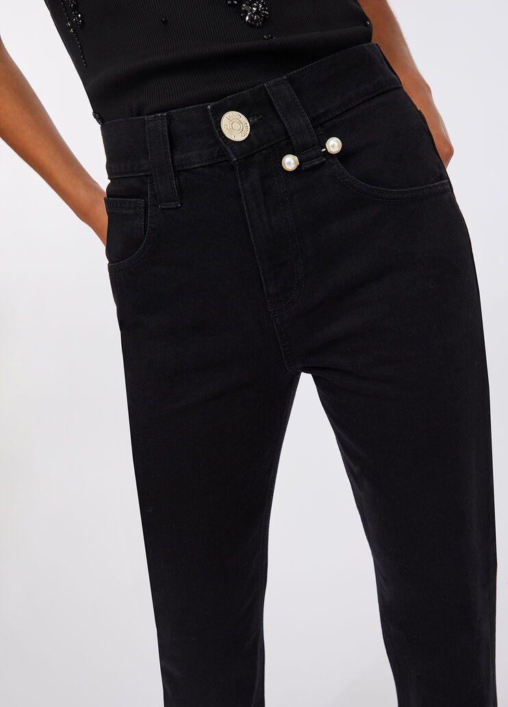 Straight jeans with jewelled beads black denim Liu Jo - large image number 2 Straight jeans with jewelled beads black denim Liu Jo - large image number 2