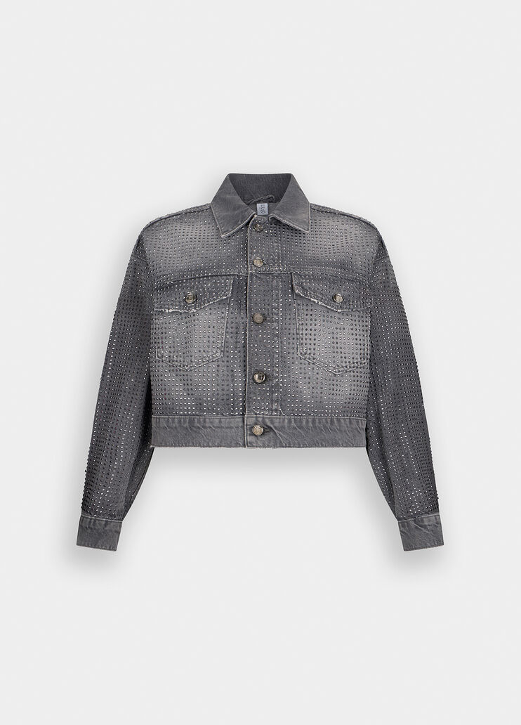 Giacca in denim con strass denim grigio Liu Jo - medium