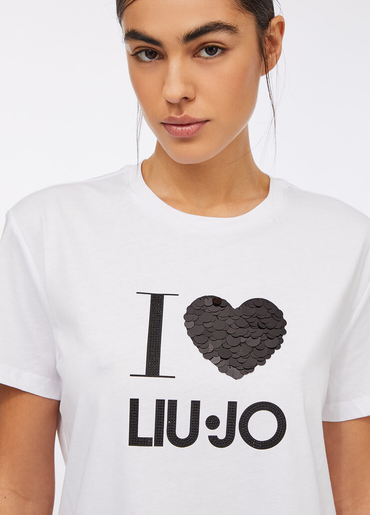 T-Shirt mit Applikationen Weiß/Herz Liu Jo - large image number 2