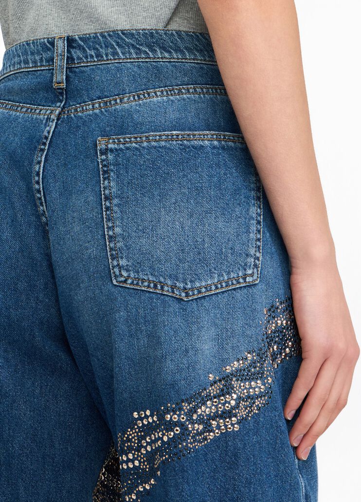 Balloon jeans with studs and gemstones blue denim Liu Jo - large image number 4 Balloon jeans with studs and gemstones blue denim Liu Jo - large image number 4