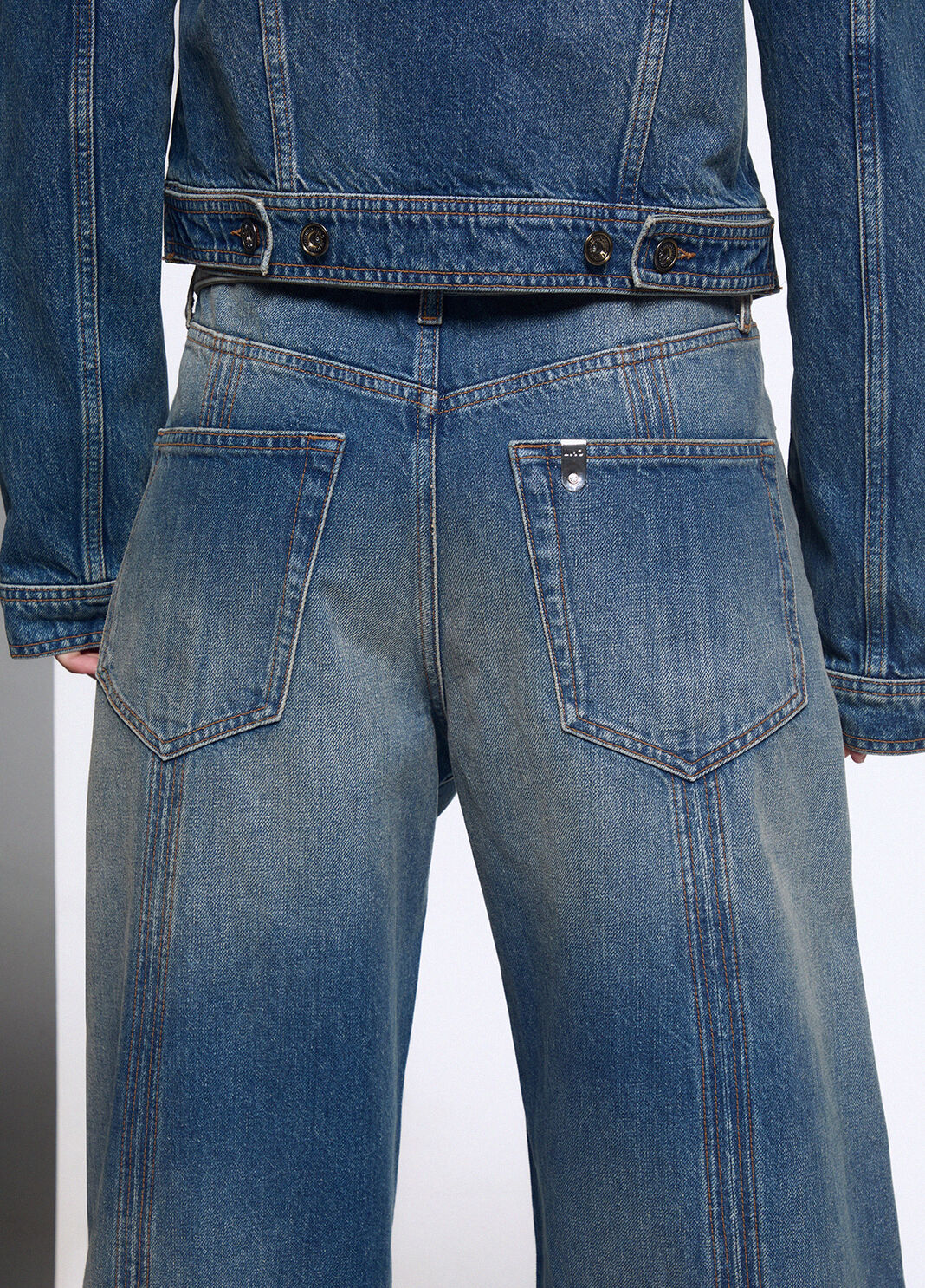 Wide-leg pants with zip blue denim Liu Jo - large image number 3