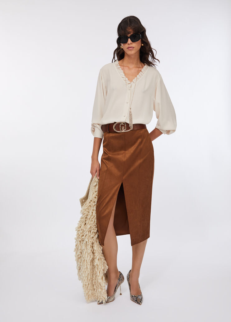 Midi skirt with slit caramel Liu Jo - medium Midi skirt with slit caramel Liu Jo - medium