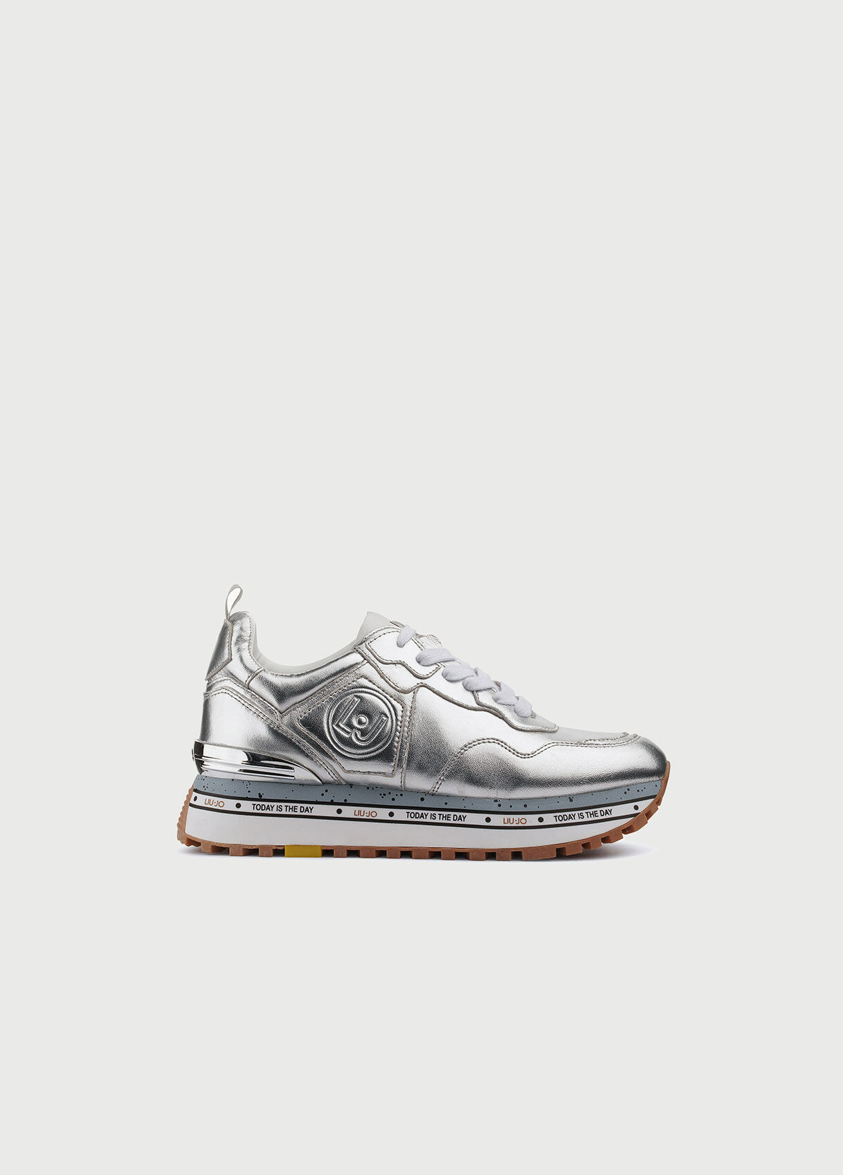 silver metallic platform sneakers