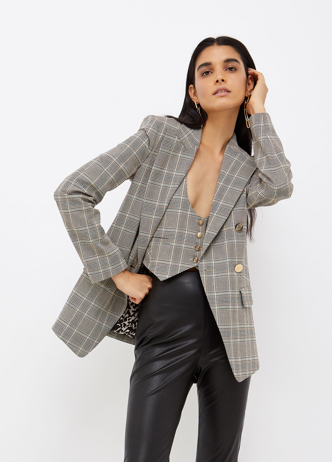 Blazer dal taglio maschile cammello/check Liu Jo - large image number 5