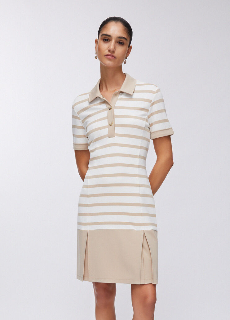 Vestido corto a rayas beige Liu Jo - large image number 0