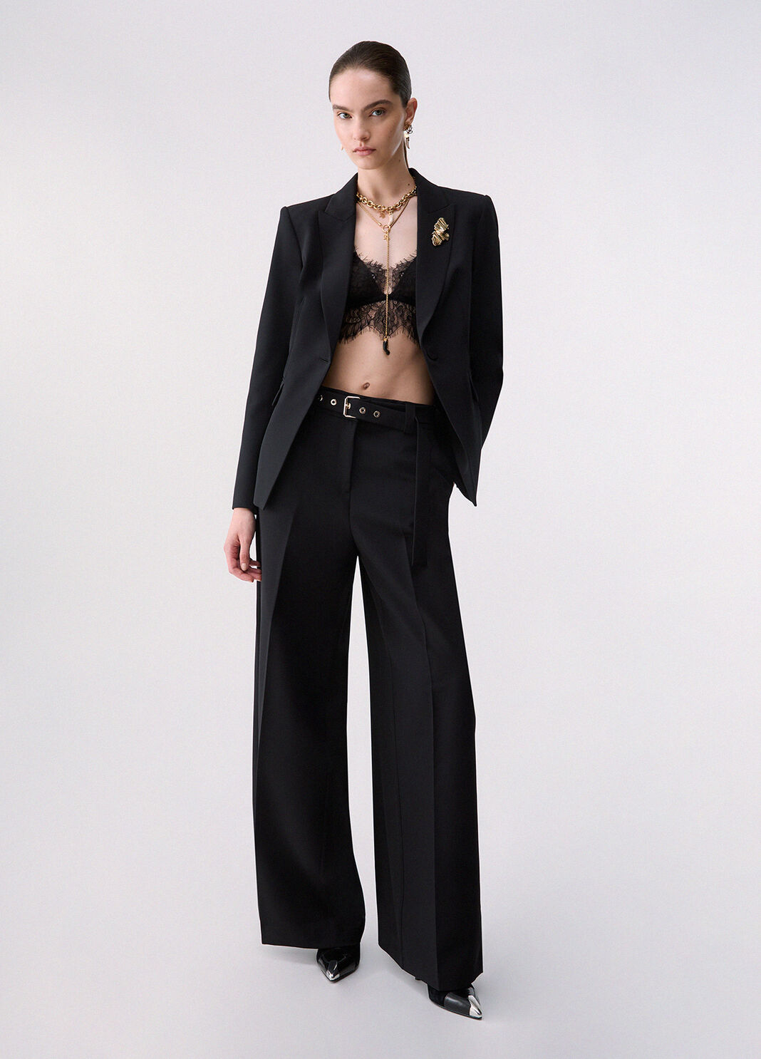 Trousers wide-leg with belt black Liu Jo - large image number 5