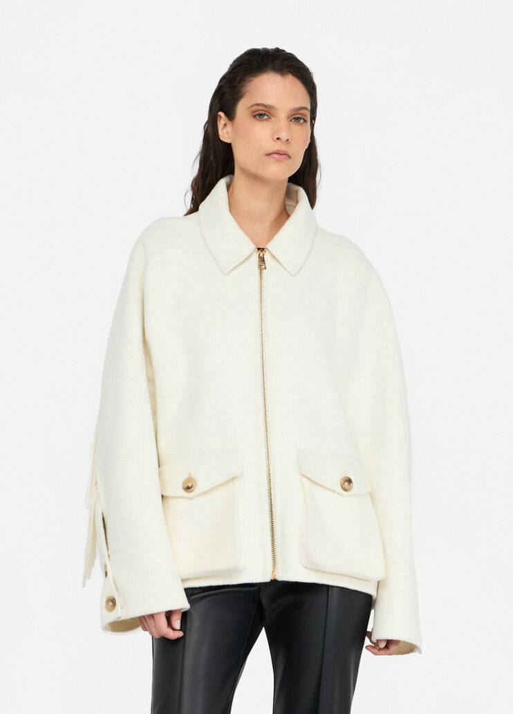 Wool pea coat with fringes butter Liu Jo - large image number 0 Wool pea coat with fringes butter Liu Jo - large image number 0