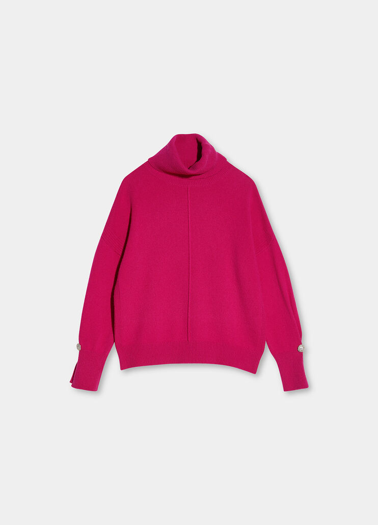Turtleneck with jewel buttons fuchsia Liu Jo - large image number 4