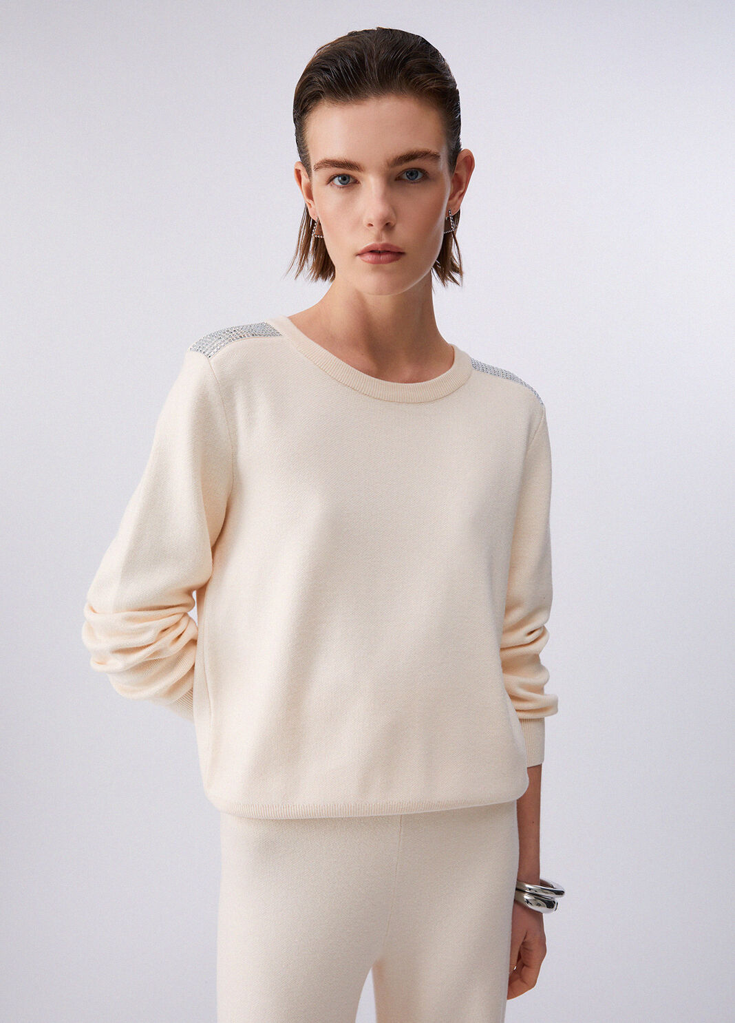 Jumper with beads champagne Liu Jo - large image number 0