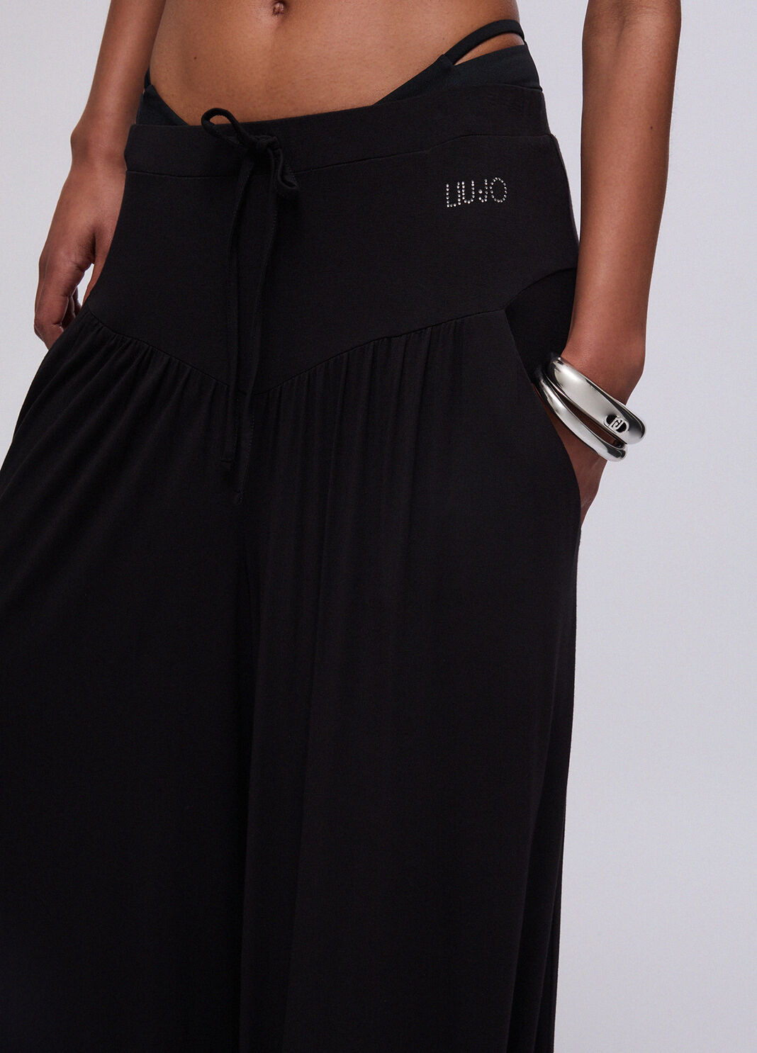 Pantaloni ampi in jersey nero Liu Jo - large image number 4