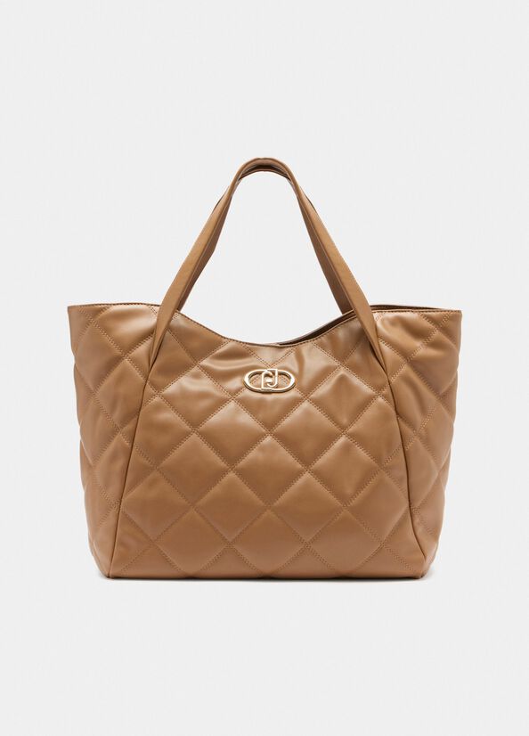 Large quilted tote bag brown Liu Jo - large image number 1