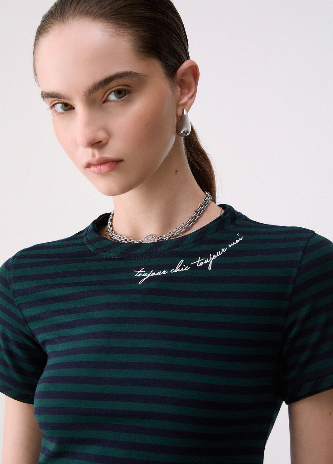 T-shirt with embroidery green and blue Liu Jo - large image number 4