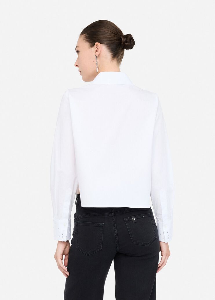 Hemd aus Popeline mit Strass Weiß Liu Jo - large image number 1 Hemd aus Popeline mit Strass Weiß Liu Jo - large image number 1