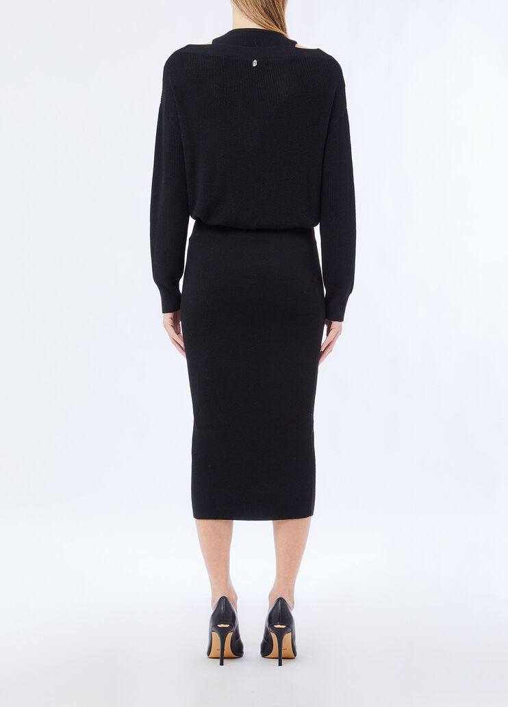 Strickkleid mit Schmuckstickerei Schwarz Liu Jo - medium