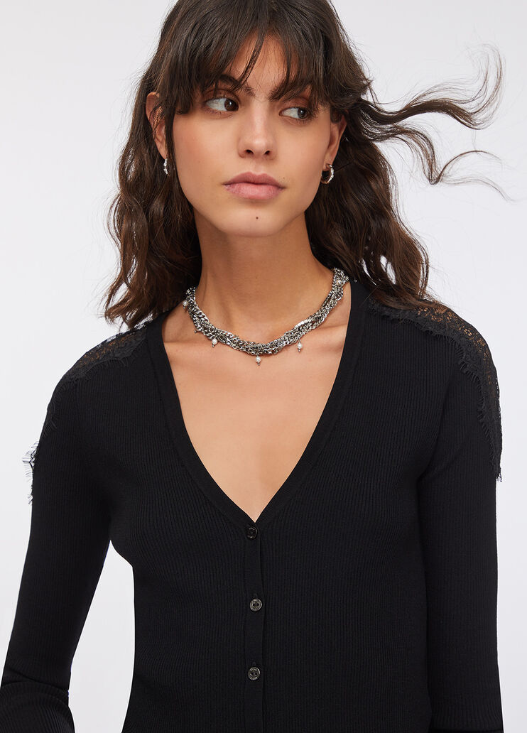 Cardigan with lace black Liu Jo - large image number 4
