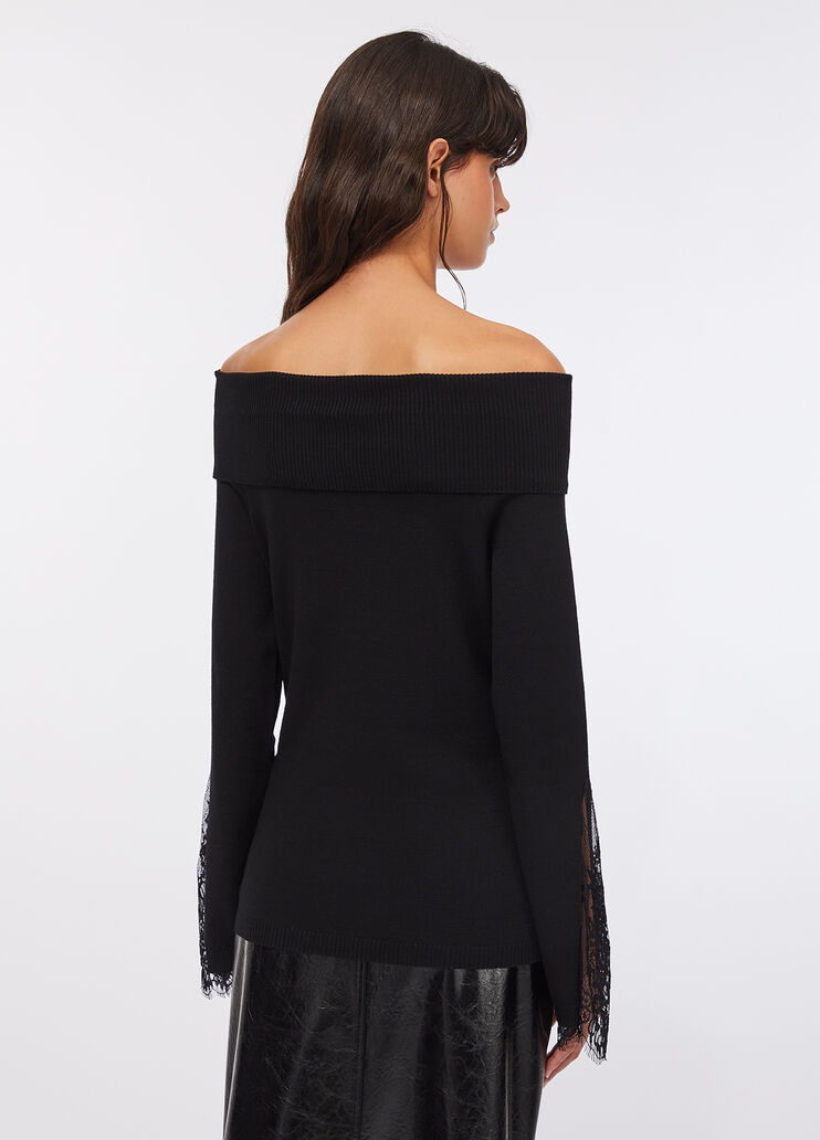 Maglia bardot con pizzo nero Liu Jo - large image number 1