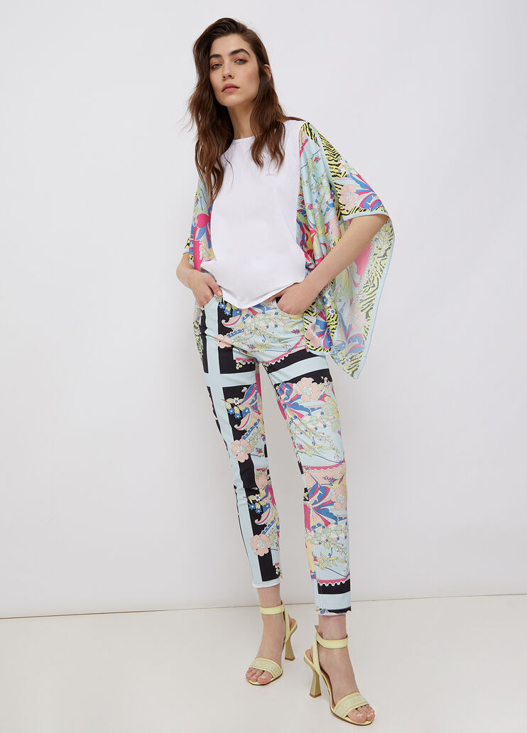 Top con dettagli in raso bianco/zebrato/fiori Liu Jo - large image number 3