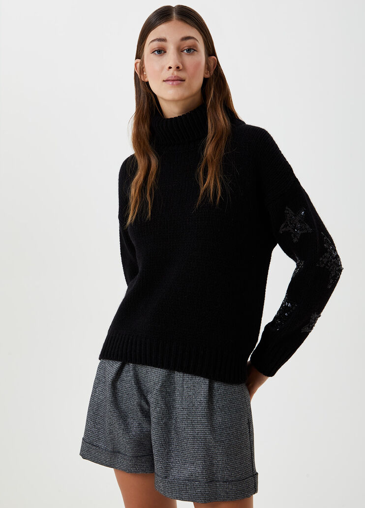 Dolcevita con paillettes Nero Liu Jo - large image number 0