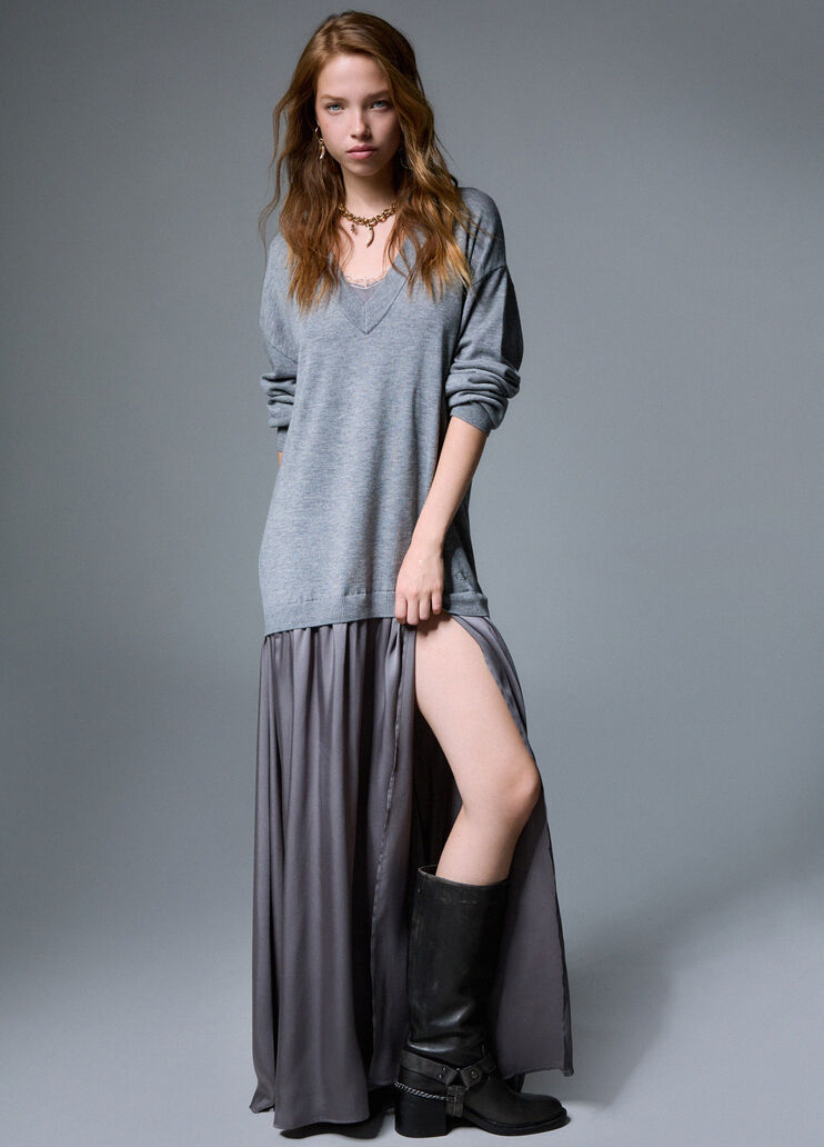 Long wool blend dress grey m&eacute;lange Liu Jo - medium