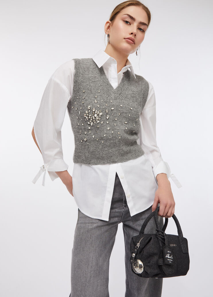 Wolltop mit Strass Grau Liu Jo - medium