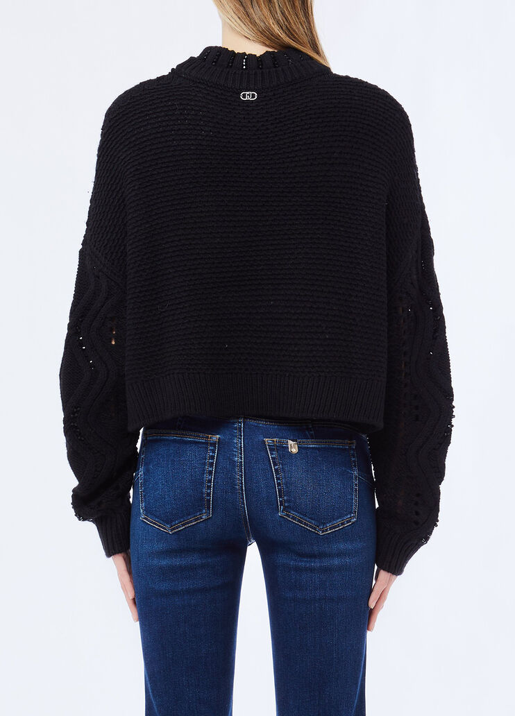 Jersey de lana calado negro Liu Jo - medium