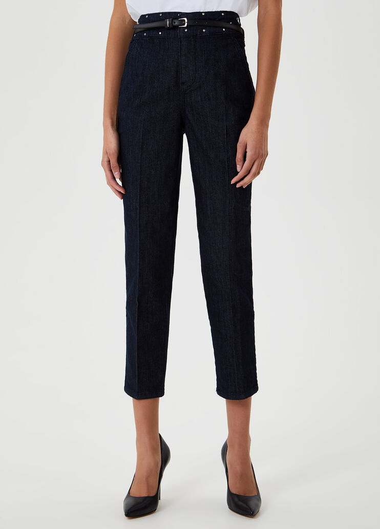 Cropped jeans with belt Normal wash Liu Jo - large image number 0