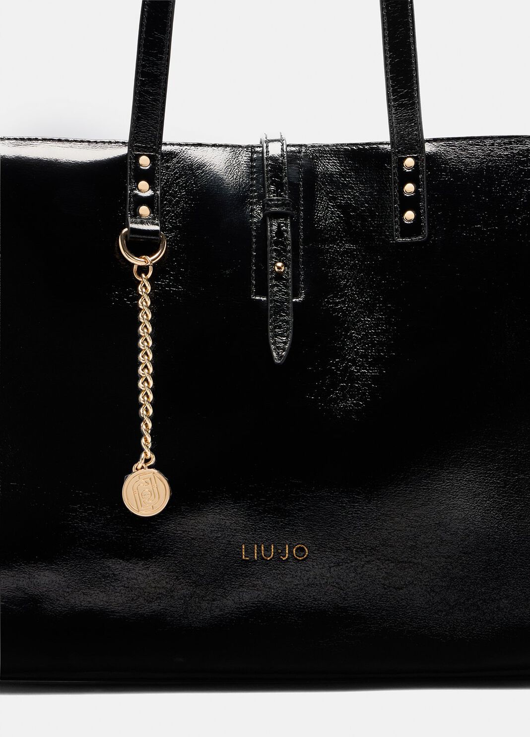 Large glossy tote bag black Liu Jo - large image number 2