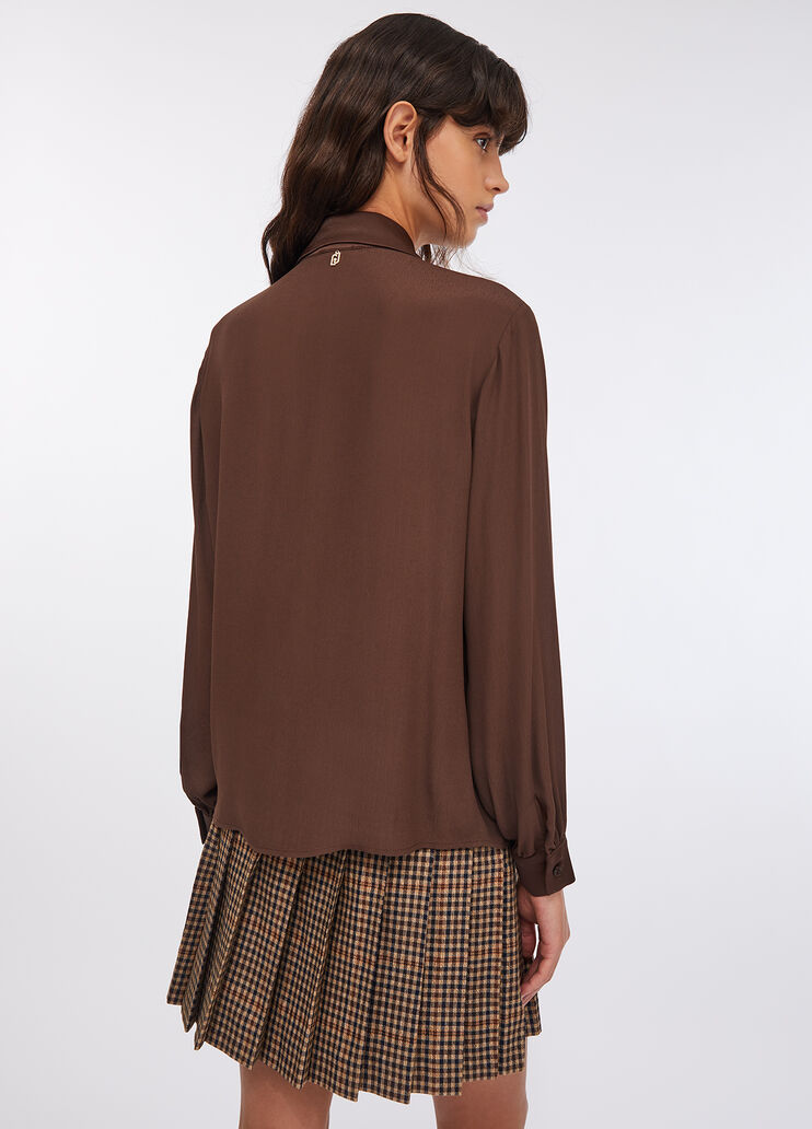 Hemdbluse aus Crêpe de Chine Schokolade Liu Jo - large image number 1