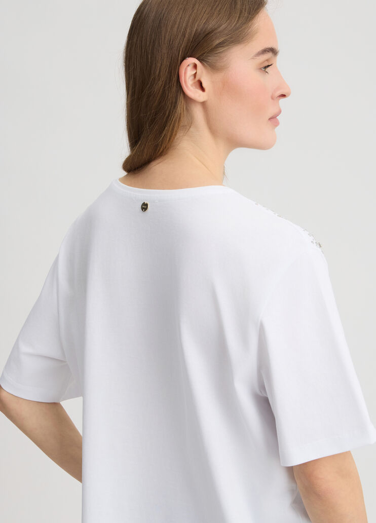 T-shirt with rhinestones and bezels white Liu Jo - large image number 4 T-shirt with rhinestones and bezels white Liu Jo - large image number 4