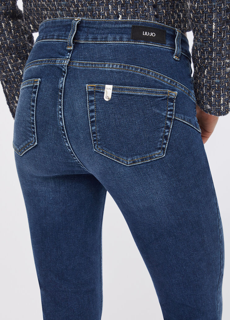 Flare jeans with jewelled buttons blue denim Liu Jo - large image number 4