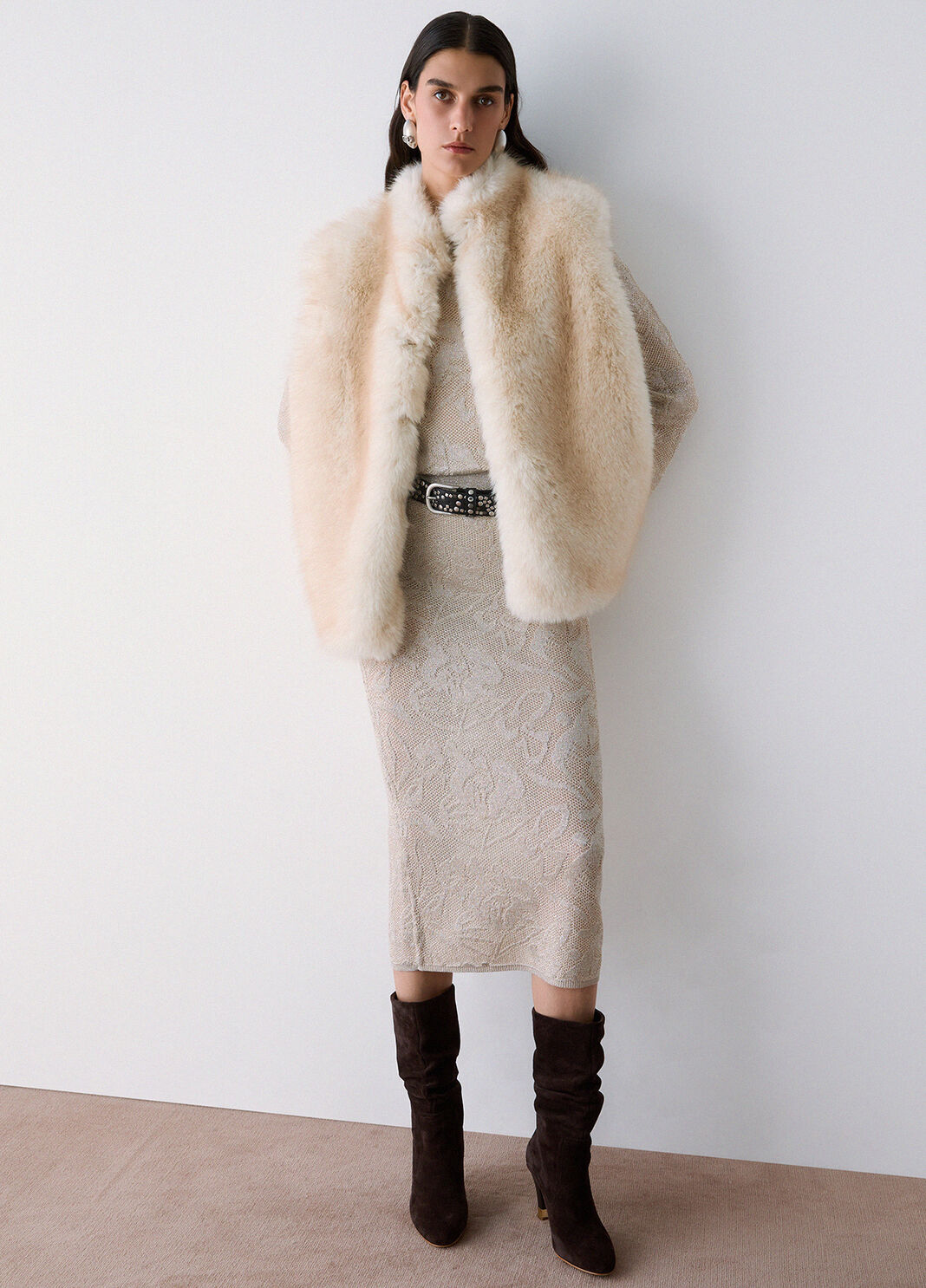 Faux Fur Vest with Belt cream Liu Jo - large image number 2