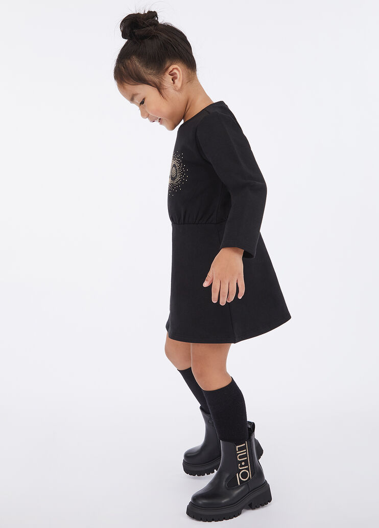 Sweatshirt dress with logo and rhinestones black Liu Jo - large image number 1