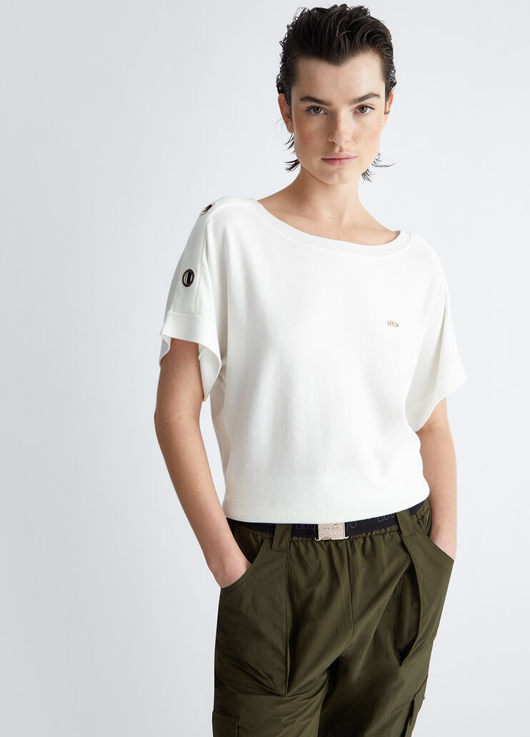 Pullover mit Metallösen Farbe Elfenbein | Liu Jo
