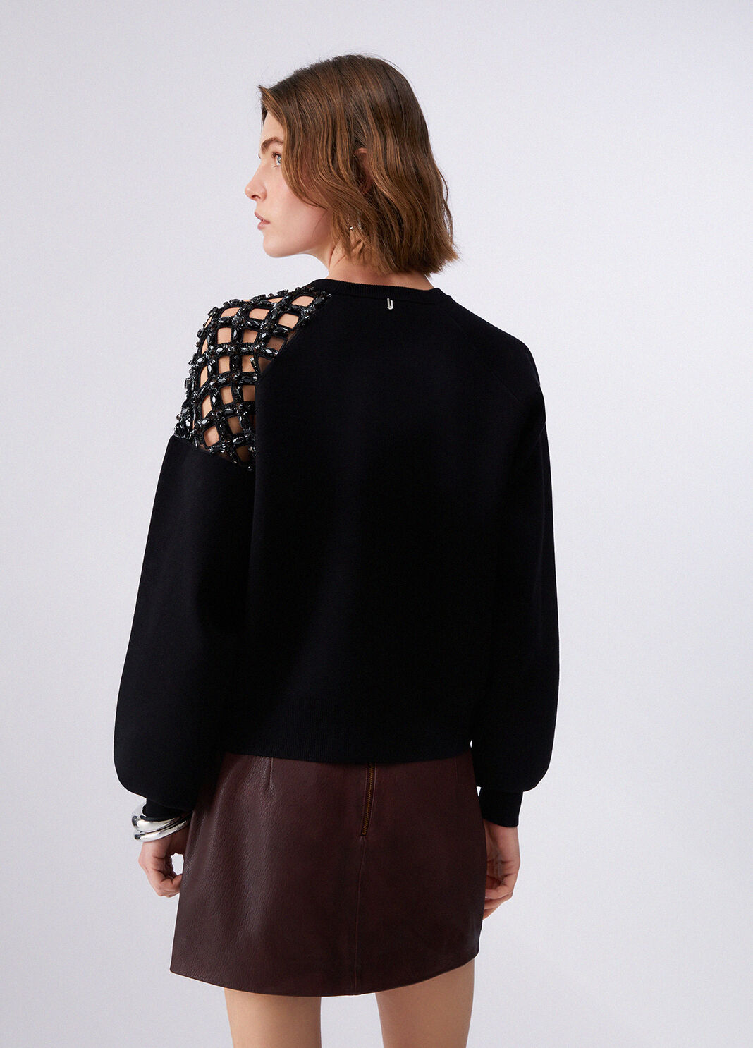 Pullover mit Schmuckstickerei schwarz Liu Jo - large image number 1